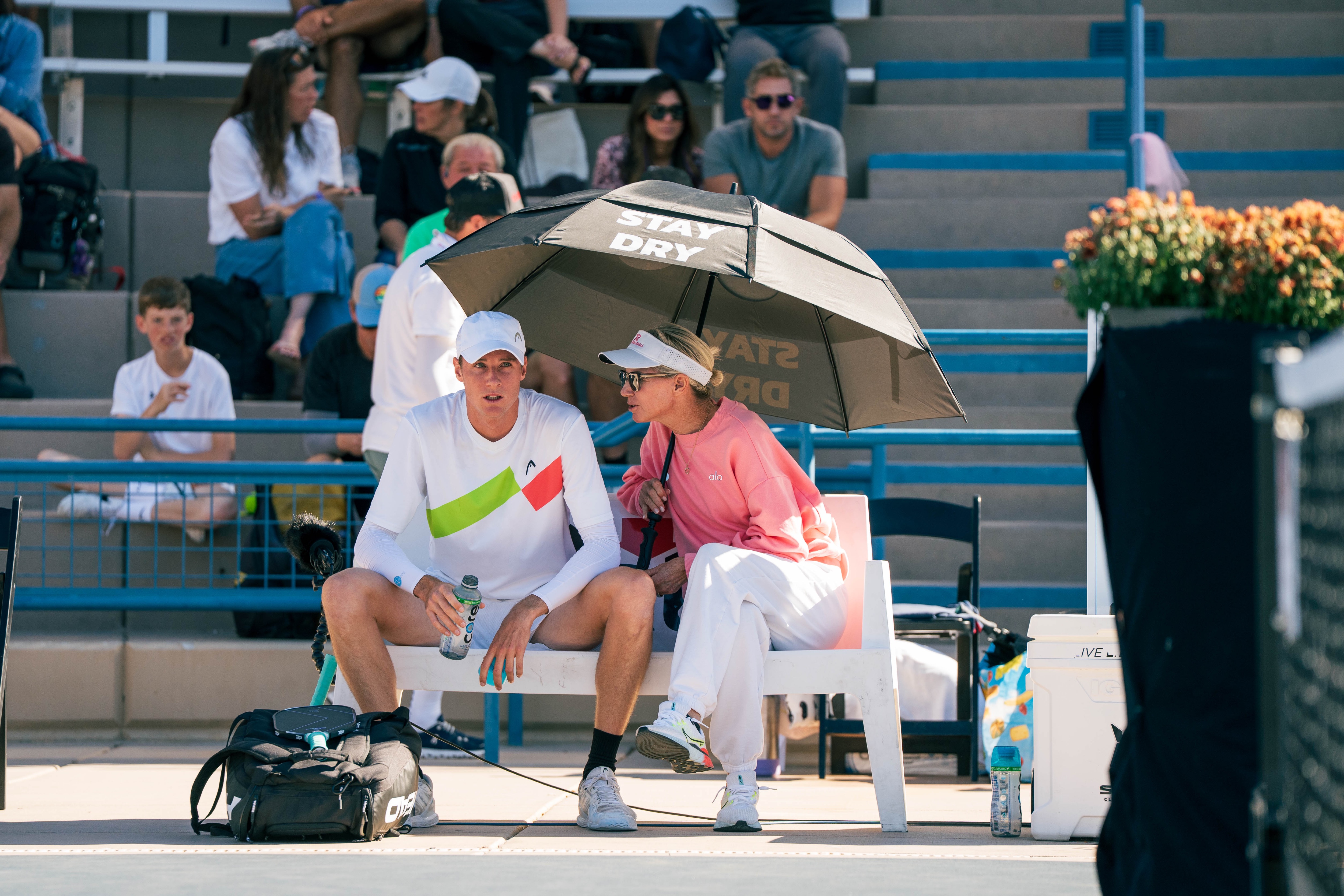 Roscoe Bellamy and his mom, Beth, on the sidelines.